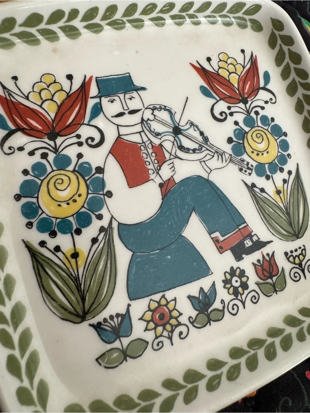 Vintage SAGA Figgio Flint Norway Norsk Design 4” x 4” Trinket Dish Wall Hanging